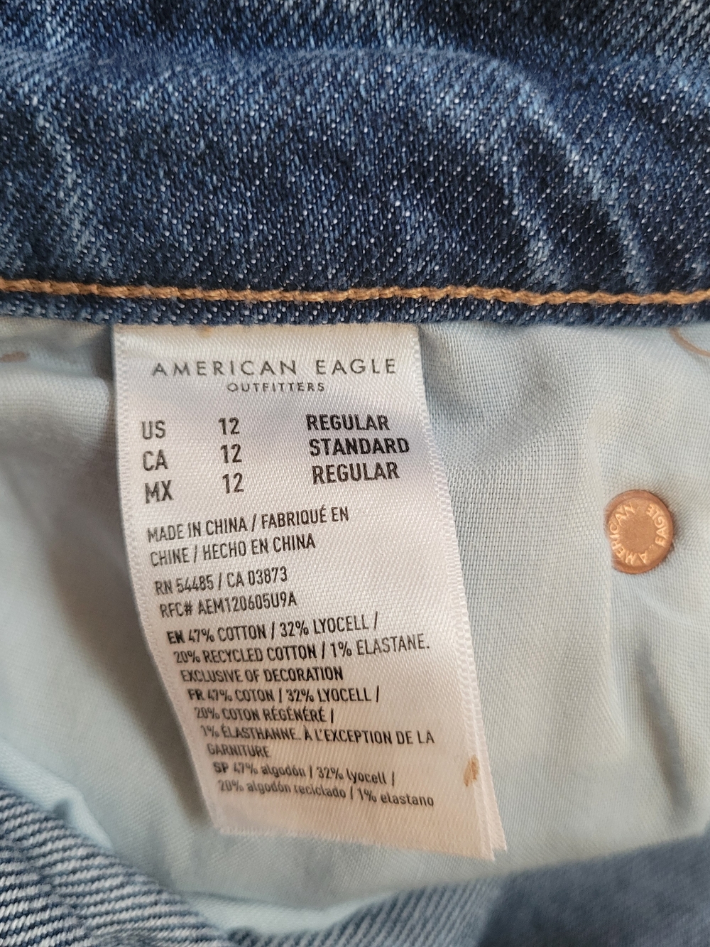 American Eagle Outfitters Women's Stovepipe Wide-Leg Blue Jeans - Picture 4 of 6